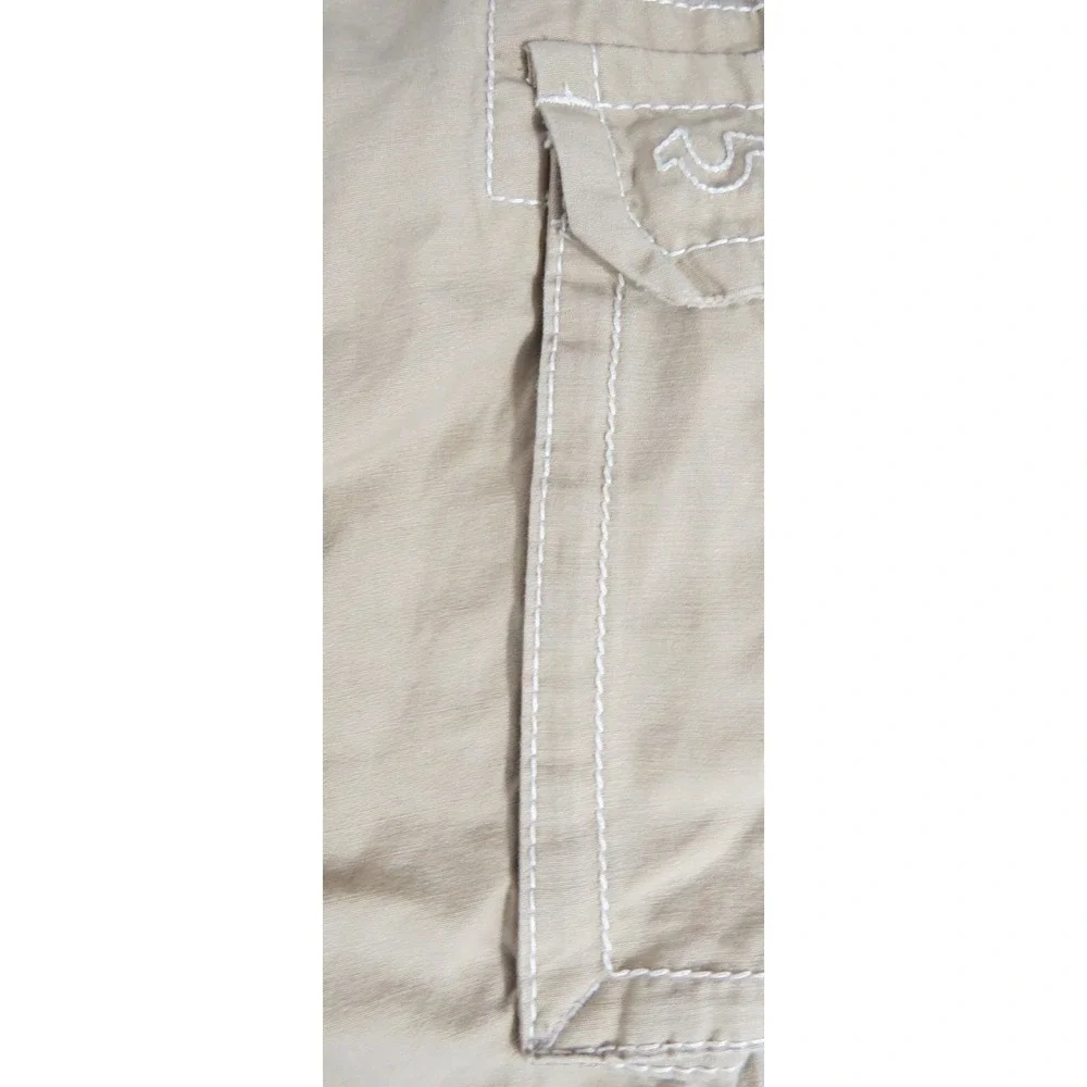 True Religion Big T Non Denim Cargo Pants Khaki 34x31 Men Workwear Utility Rope